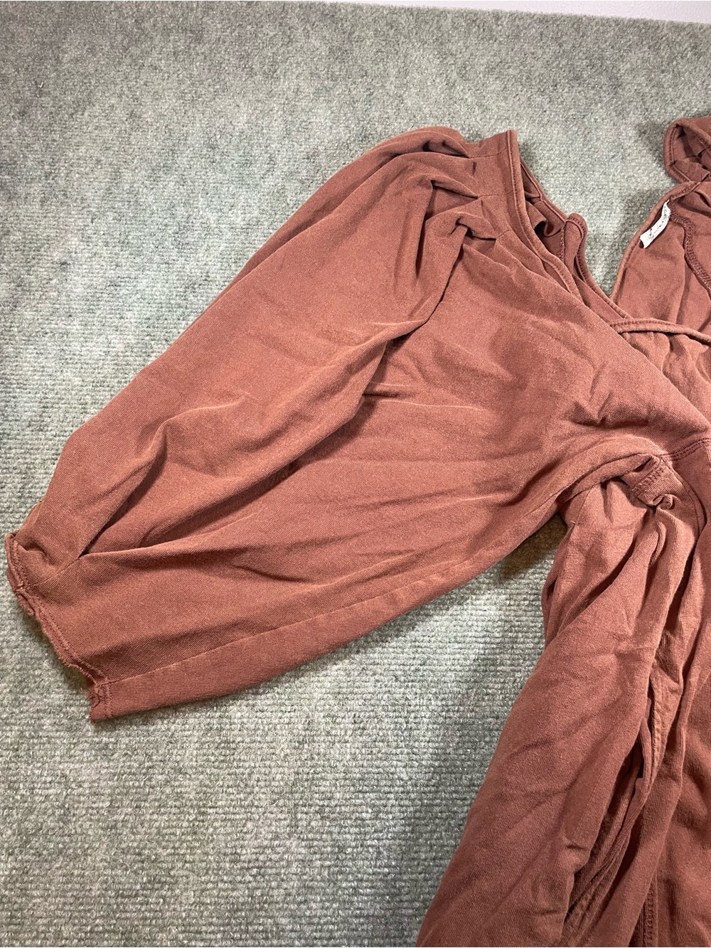 Free People Rust Brown Puff-Sleeve Jumpsuit - Picture 4 of 9